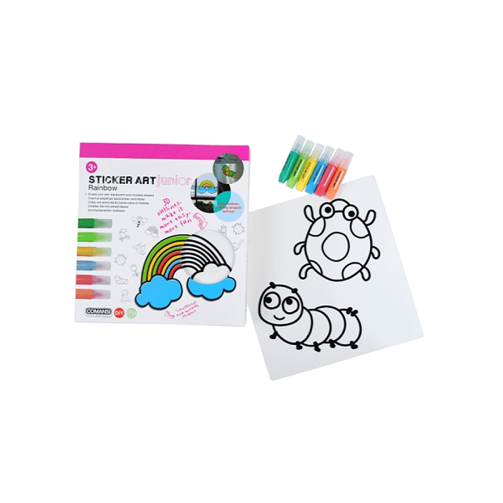 Comansi Sticker Art Junior Rainbow - Pegatinas Creativas para Ventanas  - Manualidades Infantiles - Surtido Temático 1