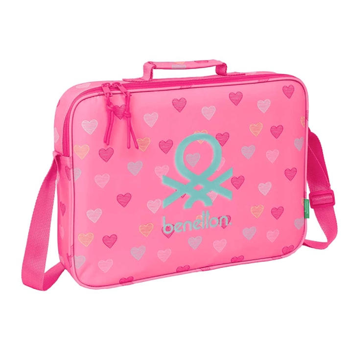 Safta Benetton Heart Maletin con Cremallera - Bandolera Ajustable - Asa Forrada - Doble Tirador en Cremallera - Fondo Interior Semirigido - 6L - 380x6 1