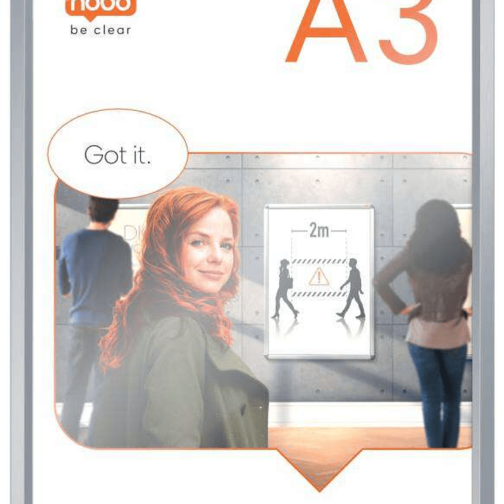 Nobo Porta Posters con Marco de Clip de Aluminio A3 - Elegante Marco Anodizado - Mecanismo de Clip de Ajuste a Presion - Superficie de Exposicion A3 - 1