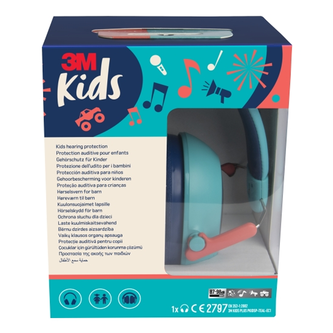 3M Orejeras Auditivas Infantiles - SNR 30dB - Diadema Flexible - Ajustable - Color Turquesa 1