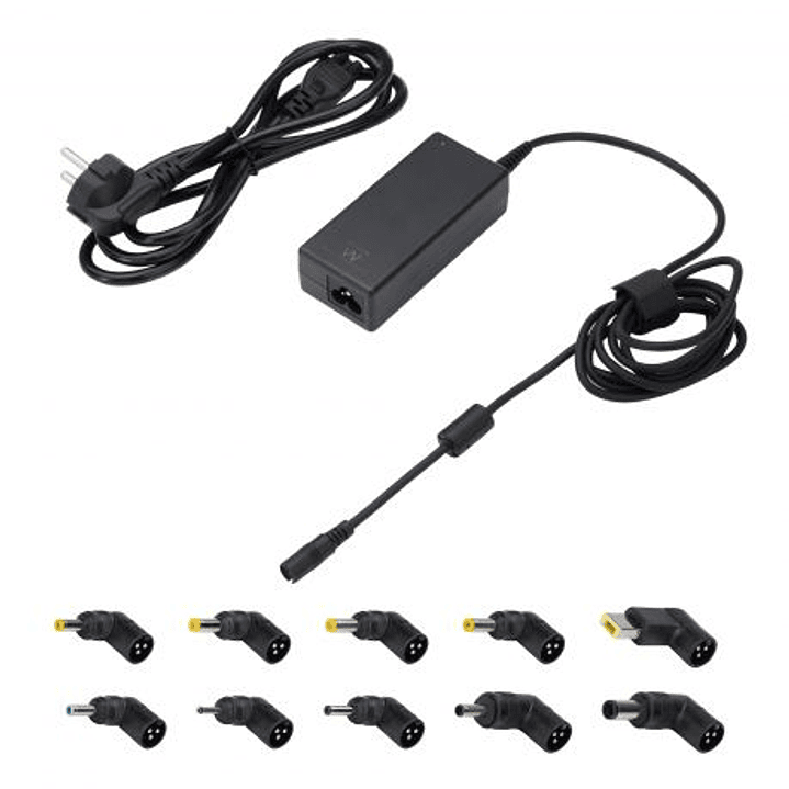 Ewent Cargador Universal para Portatil de 65W - 10 Clavijas Intercambiables - Automatico - Gestion Inteligente de Corriente - Color Negro 1