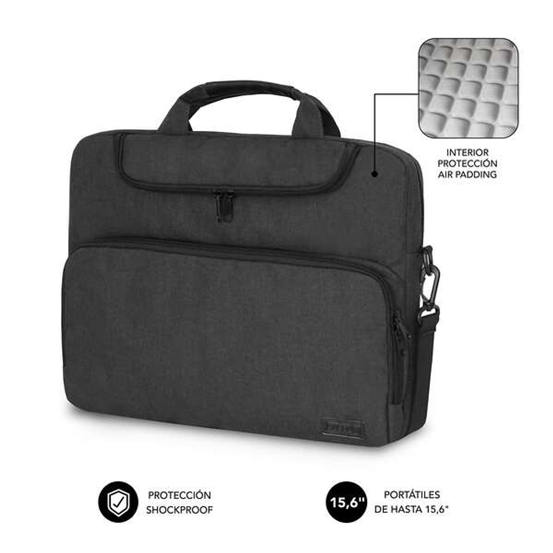 Subblim Maletin para Portatiles de hasta 15.6 Pulgadas - Proteccion Air Padding - Resistente Poliester Oxford - Repelente de Liquidos - Color Negro 1