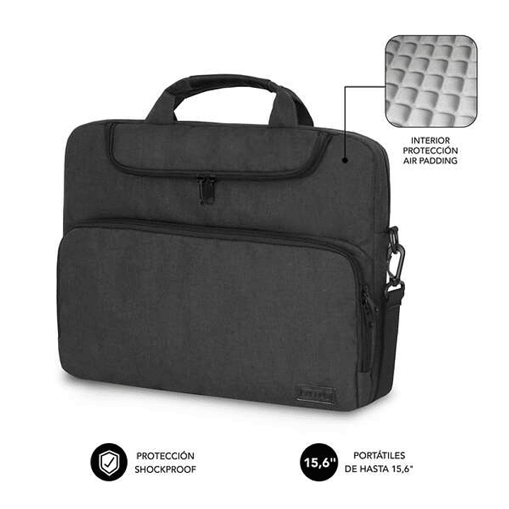 Subblim Maletin para Portatiles de hasta 15.6 Pulgadas - Proteccion Air Padding - Resistente Poliester Oxford - Repelente de Liquidos - Color Negro 1