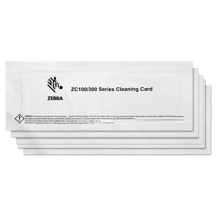 Zebra Pack de 5 Tarjetas de Limpieza para ZC100 ZC300 1