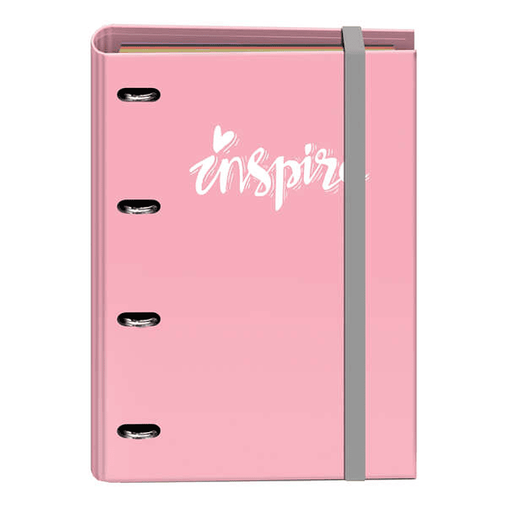 Dohe Serie Pastel Carpeta de 4 Anillas Formato A4 con Recambio de 100 Hojas - 4 Separadores de Colores - Cierre con Goma Elastica - Anillas de 35mm -  1