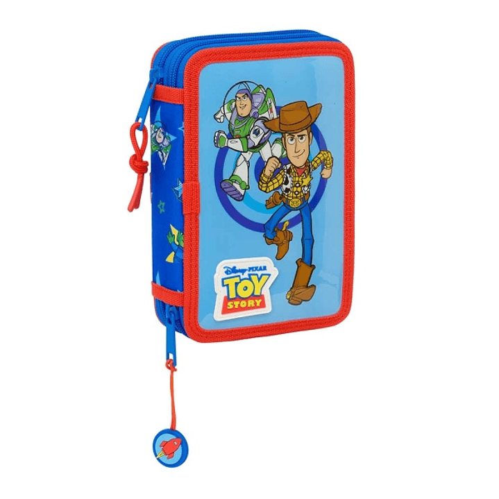 Safta Toy Story Good Vibes Plumier de 2 Pisos - 29 Piezas - 1L - Goma - Lapiz - Boligrafos - Sacapuntas - 10 Colores - 14 Rotuladores - 125x40x195mm - 1