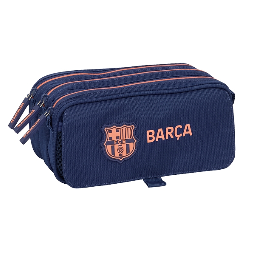 Safta F.C.Barcelona 2ª Equipacion Portatodo - 3 Compartimentos con Cremalleras - Bolsillo Frontal - Cinta Adaptable - 1.72L - 215x80x100mm - Color Azu 1