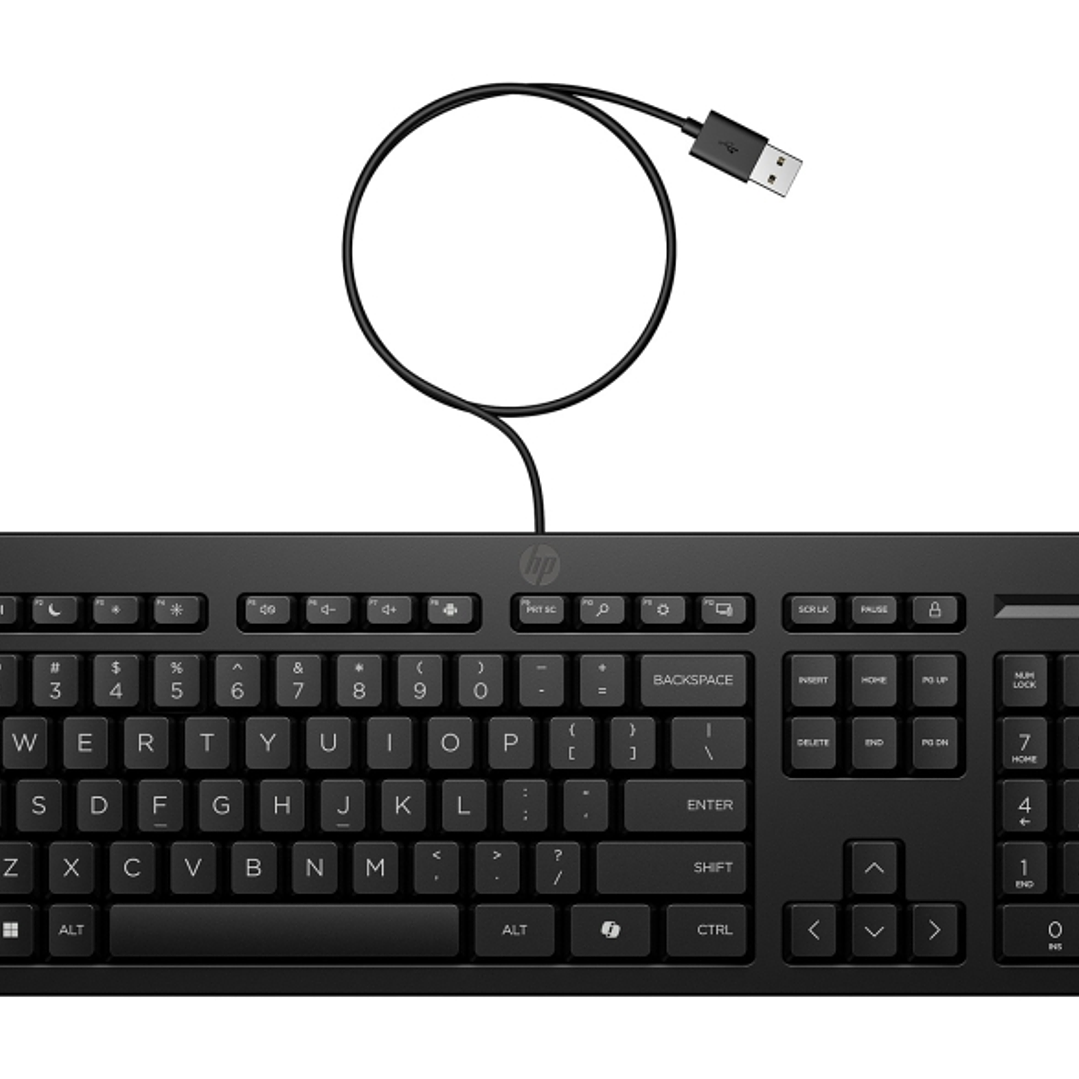 HP 125 Teclado USB G2 - Tecla Copilot IA - Patas Ajustables - Indicadores LED (Num/Caps) - Teclas de Embrague Tipo Plunger - Fabricado con Plastico Re 1