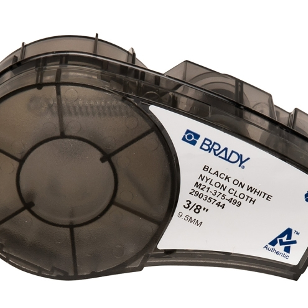 Brady M21-375-499 Cinta de Etiquetas Original Tela de Nylon - Texto Negro sobre Fondo Blanco - Ancho 9,53mm x 4,88m 1