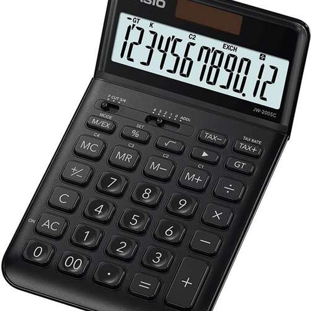 Casio JW-200SC Calculadora de Sobremesa 12 Digitos Inclinacion Ajustable - Simbolos de Comando de Funcion - Memoria Total General e Independiente - Al 1