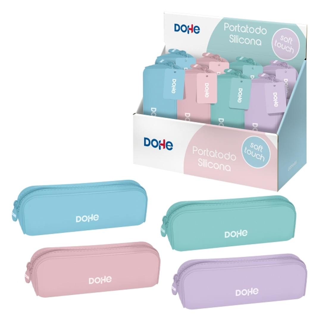 Dohe Serenity Expositor con 8 Portatodos Simples de Silicona - Cierre con Cremallera y Tirador de Goma - Colores Surtidos 1