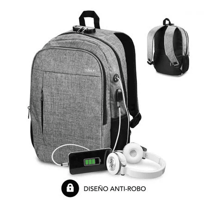 Subblim Mochila Urban Lock System - para Portatiles de hasta 16