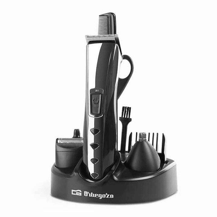 Orbegozo CTP 1930 Cortapelos 3 en 1 Recargable - Autonomia de 45 Minutos - Cabezales Intercambiables - Cuchilla de Acero Inoxidable - Base de Almacena 1