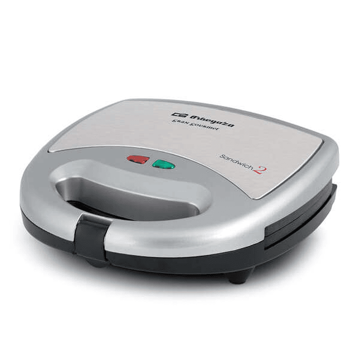 Orbegozo SW 6000 Sandwichera Compacta - para 2 Sandwiches - Revestimiento Antiadherente - Control de Temperatura - Potencia 800W - Diseño Compacto y F 1