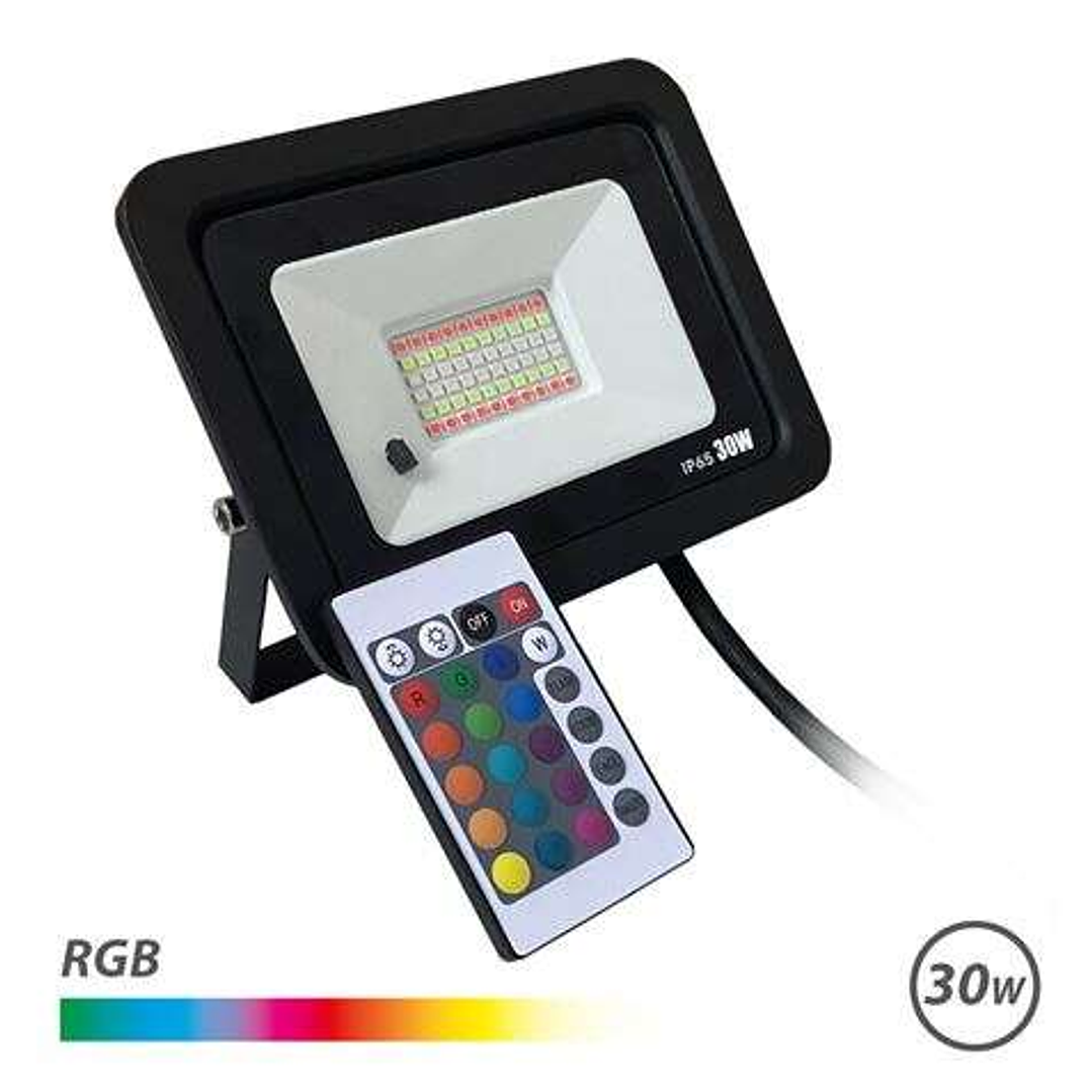 Elbat Foco Led RGB 30W - Control Remoto - IP65 - Ideal para Exterior 1