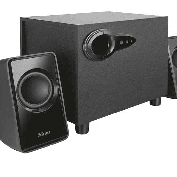 Trust Avora Altavoces USB 2.1 18W - Subwoofer Fabricado en Madera - Control de Volumen y Bajos - Entrada Jack 3.5mm - Color Negro 1