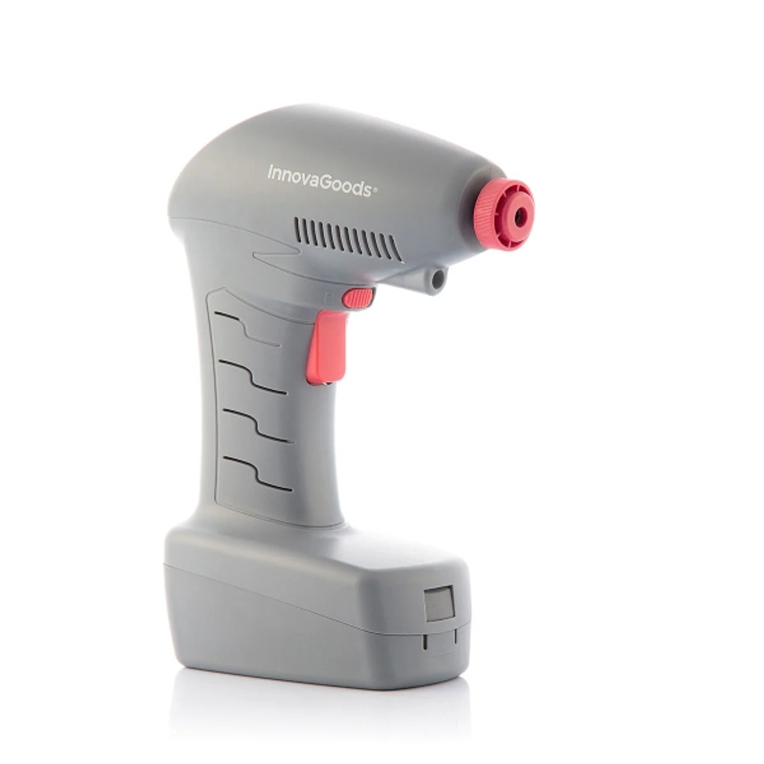 Innovagoods Airpro+ Compresor de Aire Portatil - Potencia 100W - Toma de Corriente de 12V - 25l/min - Cable 3.5m - Luz LED - Incluye Accesorios - 18x2 1