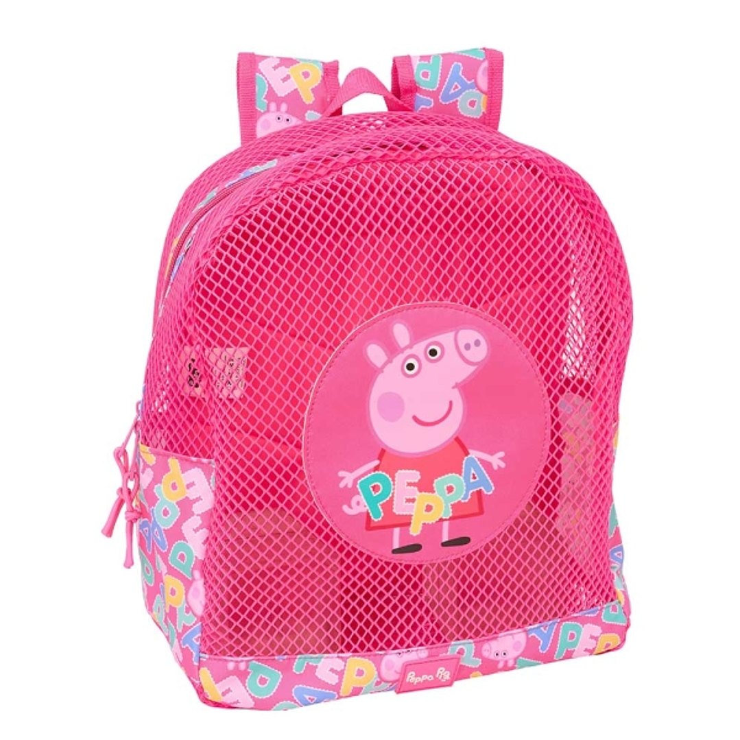 Safta Peppa Pig Mochila - Rejilla Anti-Arena - Doble Tirador - Hombreras Acolchadas - Asa Superior - 13.15L - 320x120x380mm - Color Rosa 1