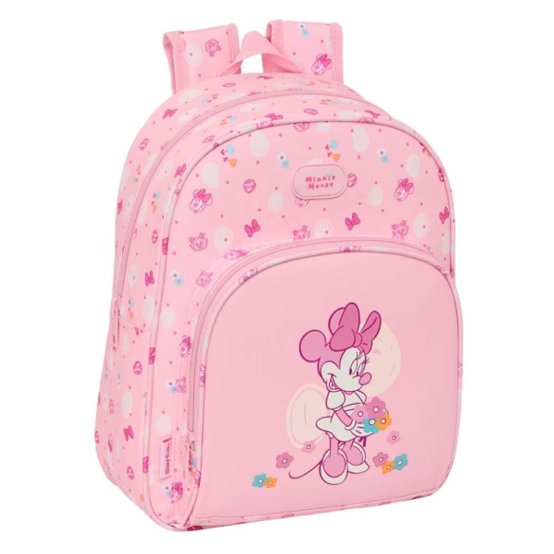 Safta Minnie Mouse Baby Mochila Infantil - Adaptable a Carro - Portabotellas - Hombreras Acolchadas - Bolsillo Frontal - Asa de Mano - 9.5L - 280x100x 1