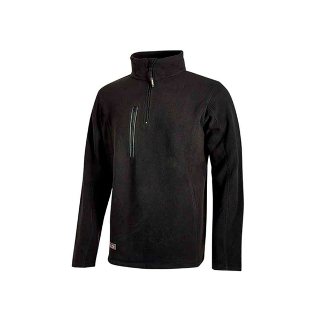 Upower Bering Sudadera de Trabajo con Medio Cremallera - Talla 2XL - Durabilidad y Confort, Proteccion DPI1, Material 100% Poliester - Color Negro Car 1