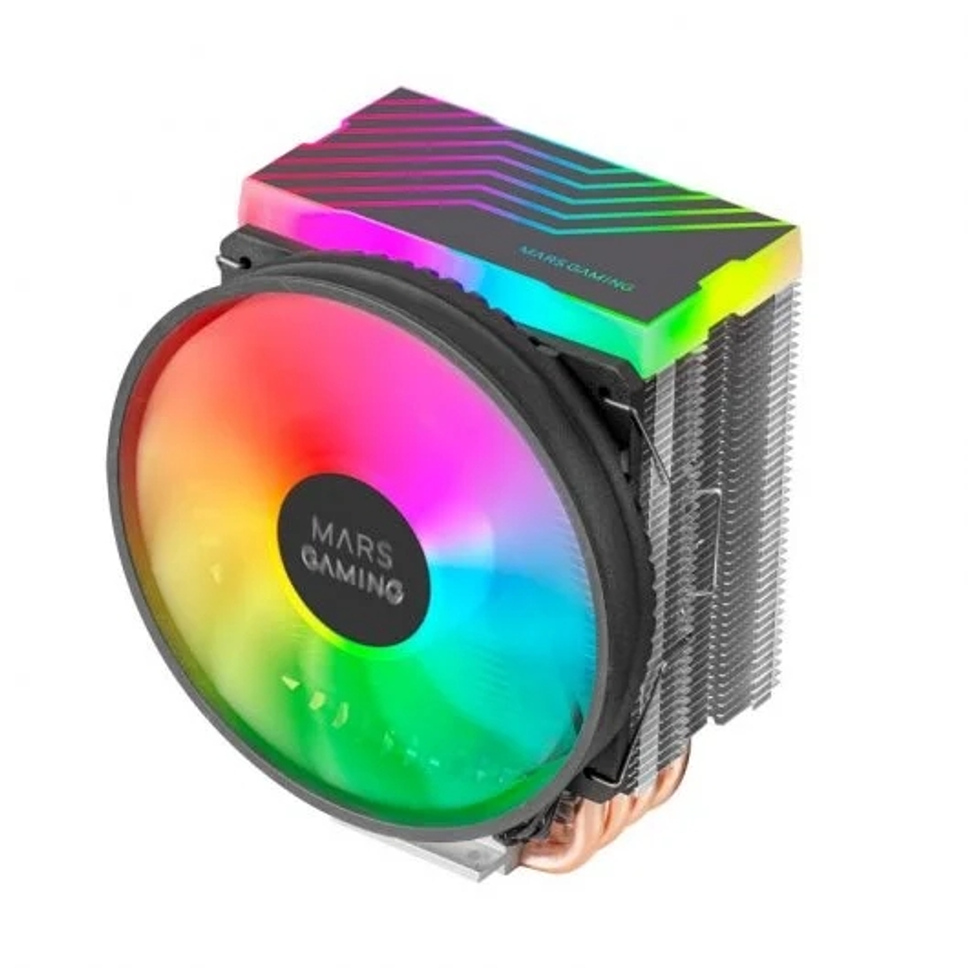 Mars Gaming MCPU44 Ventilador CPU Dual 110mm con Disipador 4 Heatpipes - Iluminacion ARGB - Velocidad Max. 1600rpm - Color Negro 1