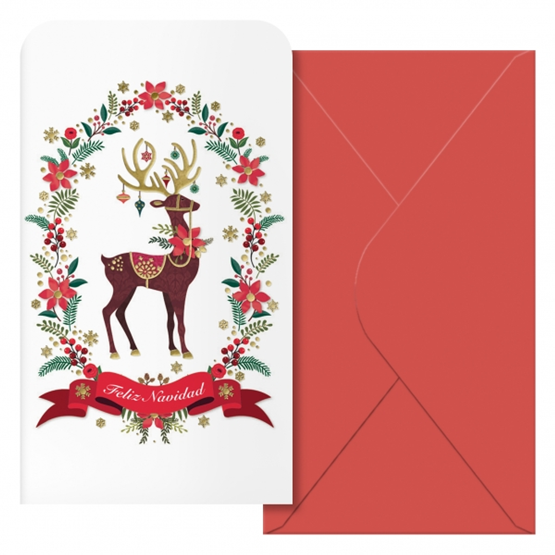 Dohe Caribu Pack de 6 Tarjetas/Billeteros de Felicitacion Navideña con Sobre - Tamaño 9x16cm - Papel Offset - Impresas a todo Color 1