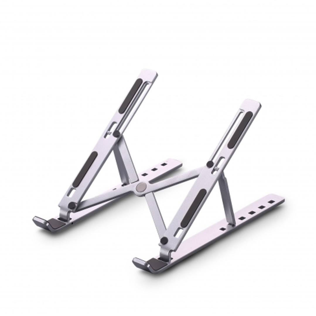 Urban Factory Ergo Soporte para Portatil - 6 Niveles de Altura - Plegable - Bolsa para Guardar el Soporte - Color Plata 1