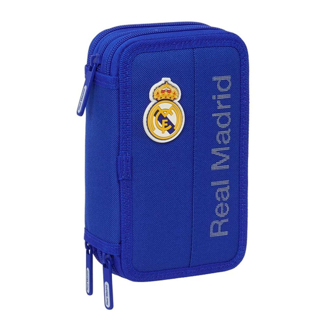 Safta Real Madrid Plumier de 3 Pisos - 37 Piezas - 1.3L - Goma - Lapiz - Boligrafos - Sacapuntas - Reglas - 16 Colores - 14 Rotuladores - 125x55x195mm 1