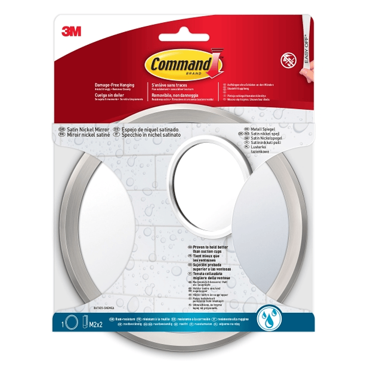 Command Espejo para Aseo - Incluye 2 Pares de Tiras Adhesivas Medianas - Color Niquel Satinado 1