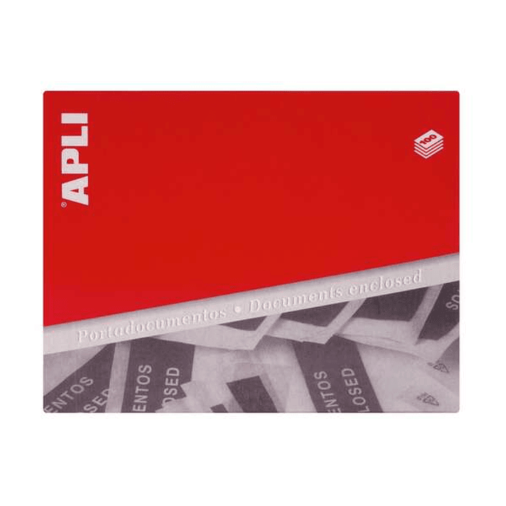 Apli Pack de 100 Sobres Porta Documentos 240 x 140 x 20 mm - Adhesivo en el Dorso - Texto en 3 Idiomas 1