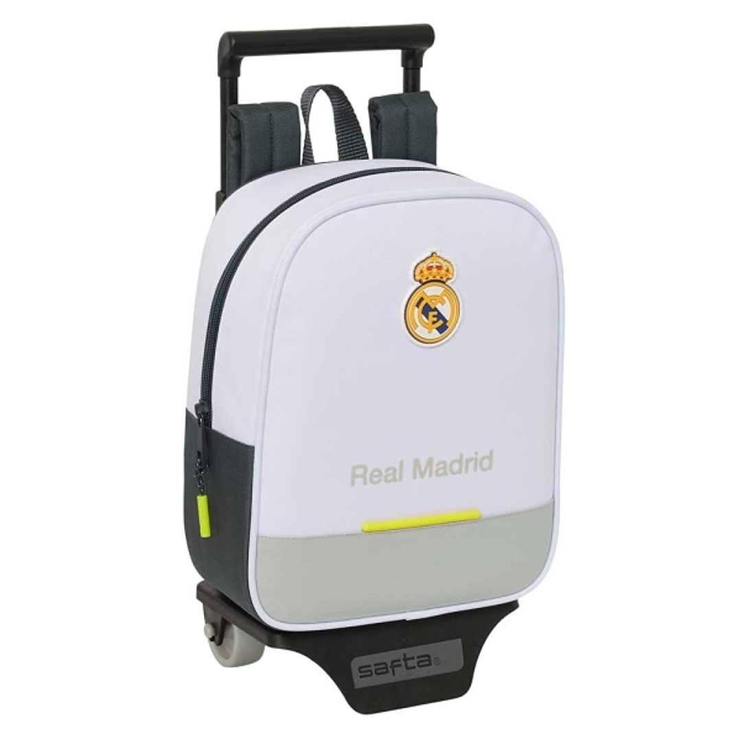 Safta Real Madrid Mochila de 6L con Carro 805 Integrado - Extraible para Lavado - Tarjeta de Identificacion Personal - Carro de PP y PVC Resistentes - 1