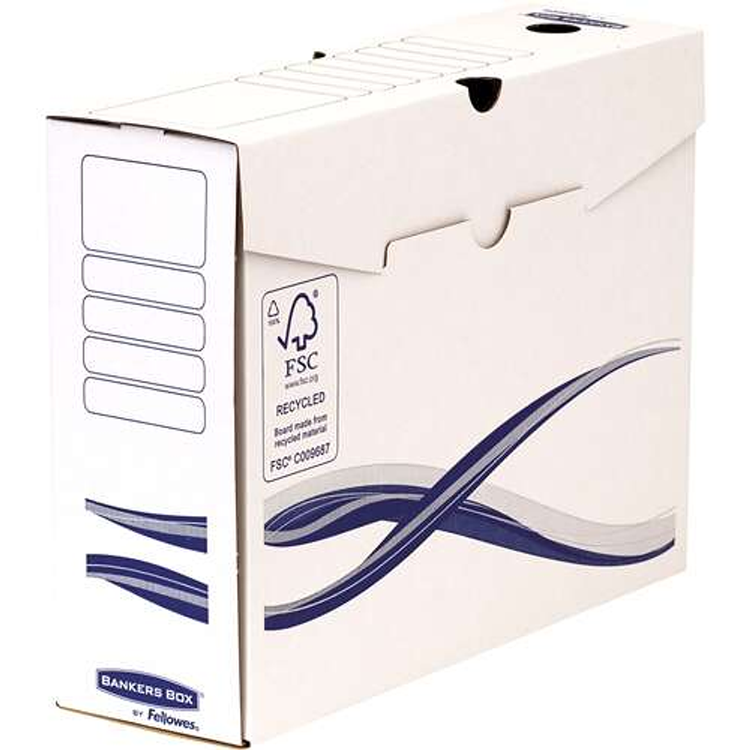 Fellowes Bankers Box Basic Pack de 25 Cajas de Archivo Definitivo A4+ 100mm - Montaje Manual - Carton Reciclado Certificacion FSC 1