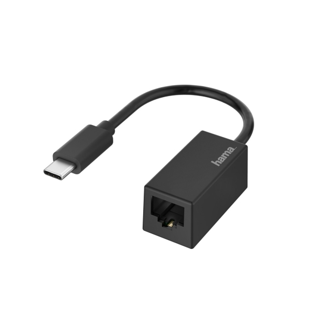 Hama Adaptador de Red - USB-C Macho - Ethernet RJ45 Hembra - Color Negro 1