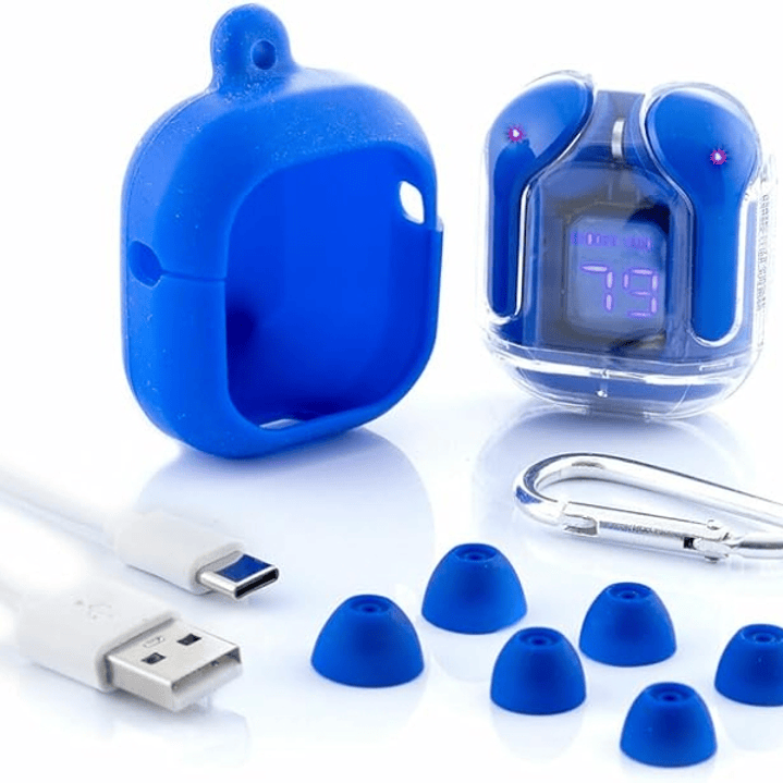 Innovagoods Auriculares Inalambricos - Bluetooth - Autonomia hasta 2h - Bateria 300mAh - Estuche de Carga - Rango 10m - IPX4 - Pantalla LCD - Apagado  1