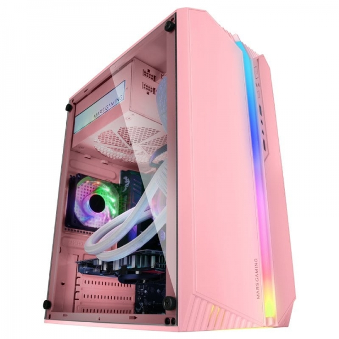 Mars Gaming MC-S1 Caja Compacta Gaming - Iluminacion ARGB 12 Modos - Ventana Lateral Completa - Ventilador FRGB Incluido - Compatible Micro-ATX/Mini-I 1