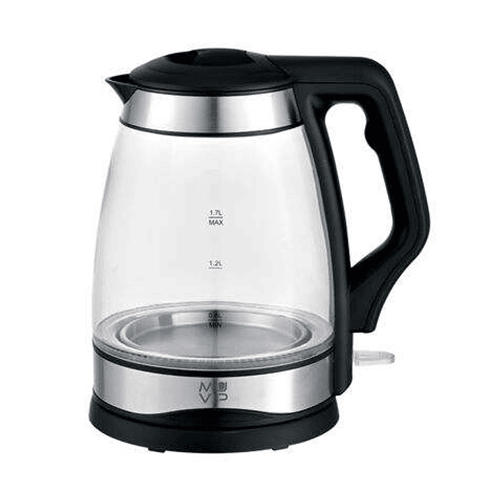 Muvip Hervidor de Agua Cristal Inox 1.7 Litros 2200W - Indicador de Nivel de Agua - Base Giratoria 360º - Color Negro 1