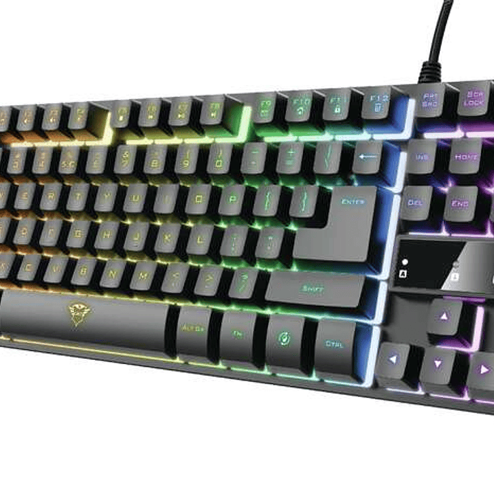 Trust Gaming GXT 833 Thado TKL Teclado Compacto USB - 12 Teclas Multimedia - Antighosting - Iluminacion LED - Cable Trenzado de 1.50m - Color Negro 1
