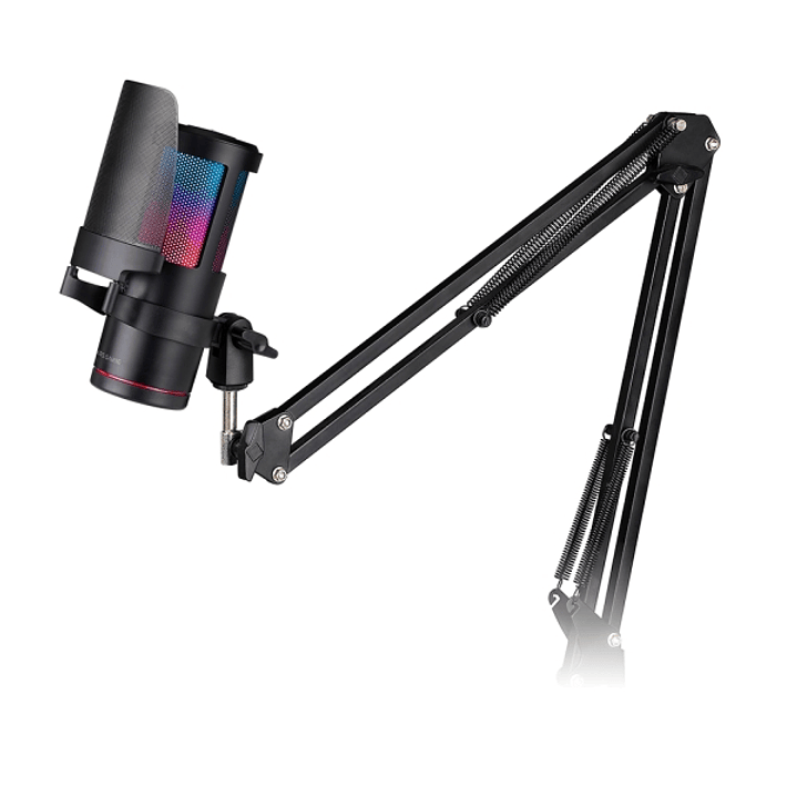 Mars Gaming MMIC-SC Microfono Gaming - Brazo Mecanico Omnidireccional - Filtro Pop de Malla Metalica - Iluminacion ARGB Tactil - Diagrama Polar Cardio 1