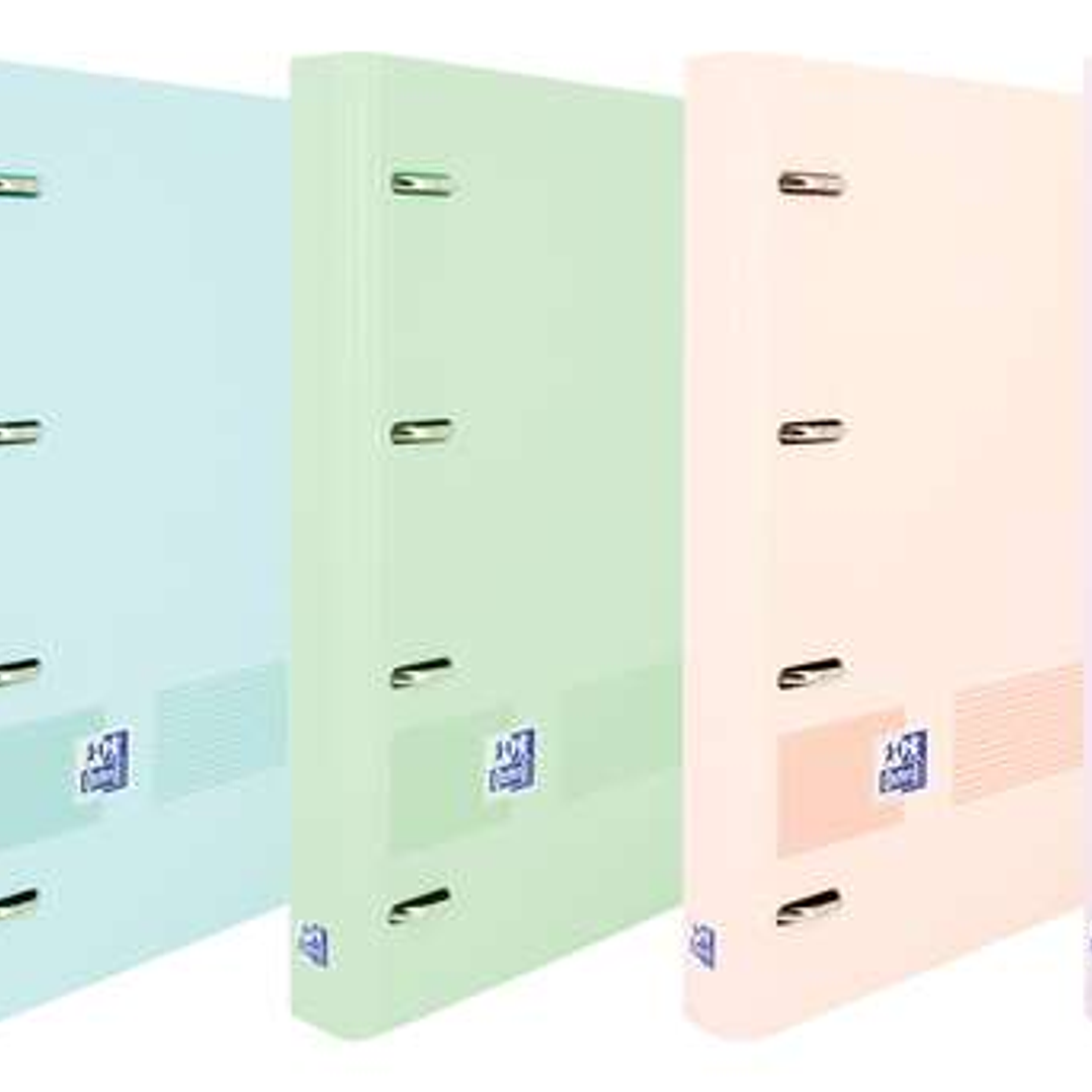 Oxford Europeanbinder Live & Go Carpeta de 4 Anillas Formato A4+ con Recambio Cuadriculado 5x5mm y 4 Taladros - Tapa de Plastico Resistente - Cierre c 1