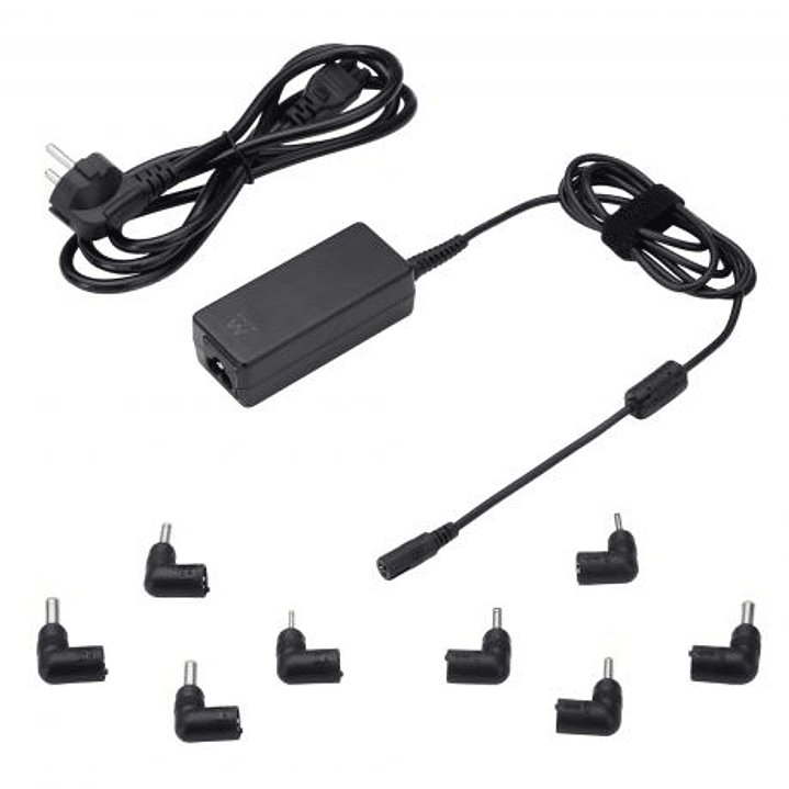 Ewent Cargador Universal para Portatil de 45W - 8 Clavijas Intercambiables - Automatico - Gestion Inteligente de Corriente - Color Negro 1