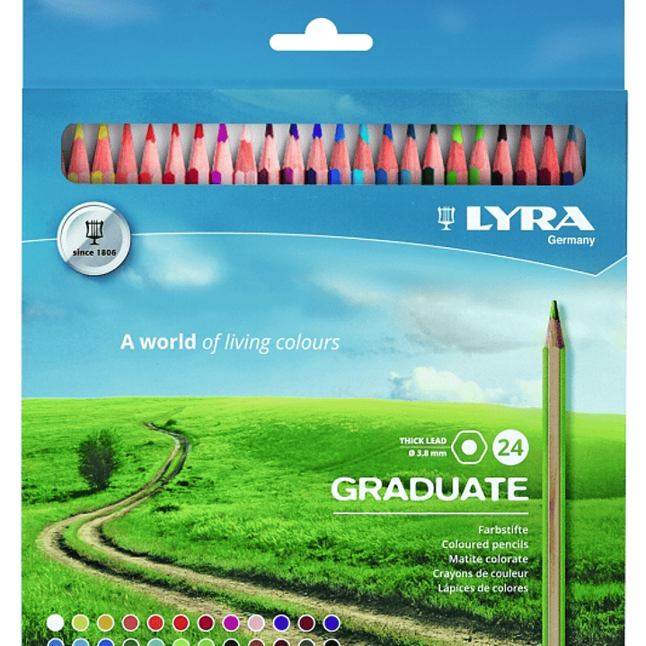 Lyra Graduate Pack de 24 Lapices de Colores - Hexagonal - Color Negro 1