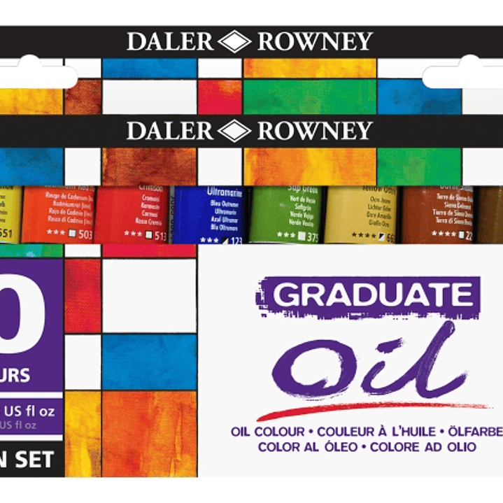 Daler Rowney Graduate Pack de 10 Pinturas al Oleo Selection Set - Tubos de Aluminio - 38ml - Colores Surtidos 1