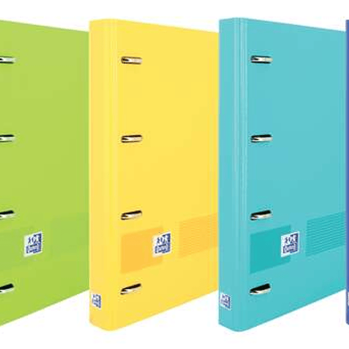 Oxford Europeanbinder Live & Go Carpeta de 4 Anillas Formato A4+ con Recambio Cuadriculado 5x5mm y 4 Taladros - Tapa de Plastico Resistente - Cierre c 1