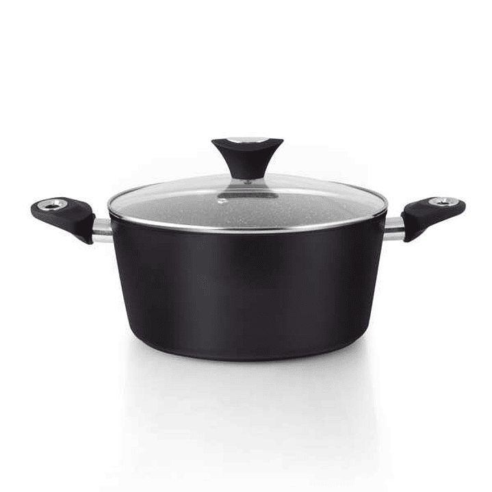 Orbegozo CFM 2022 Fundicook Cacerola de Aluminio Forjado con Capacidad de 5.09L - Antiadherente Libre de Pfoa - Mango Ergonomico y Tapa de Cristal Tem 1