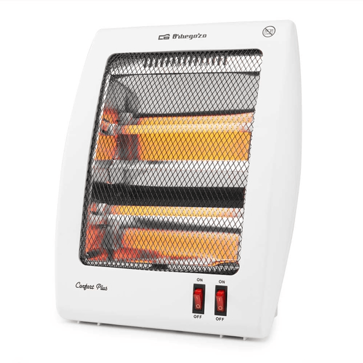 Orbegozo BP 5010 Estufa de Cuarzo - Potencia 800W - Seguridad Antivuelco - 2 Niveles de Calor - Reflector Protegido - Recogecables - 25.5x9x36.5cm - C 1