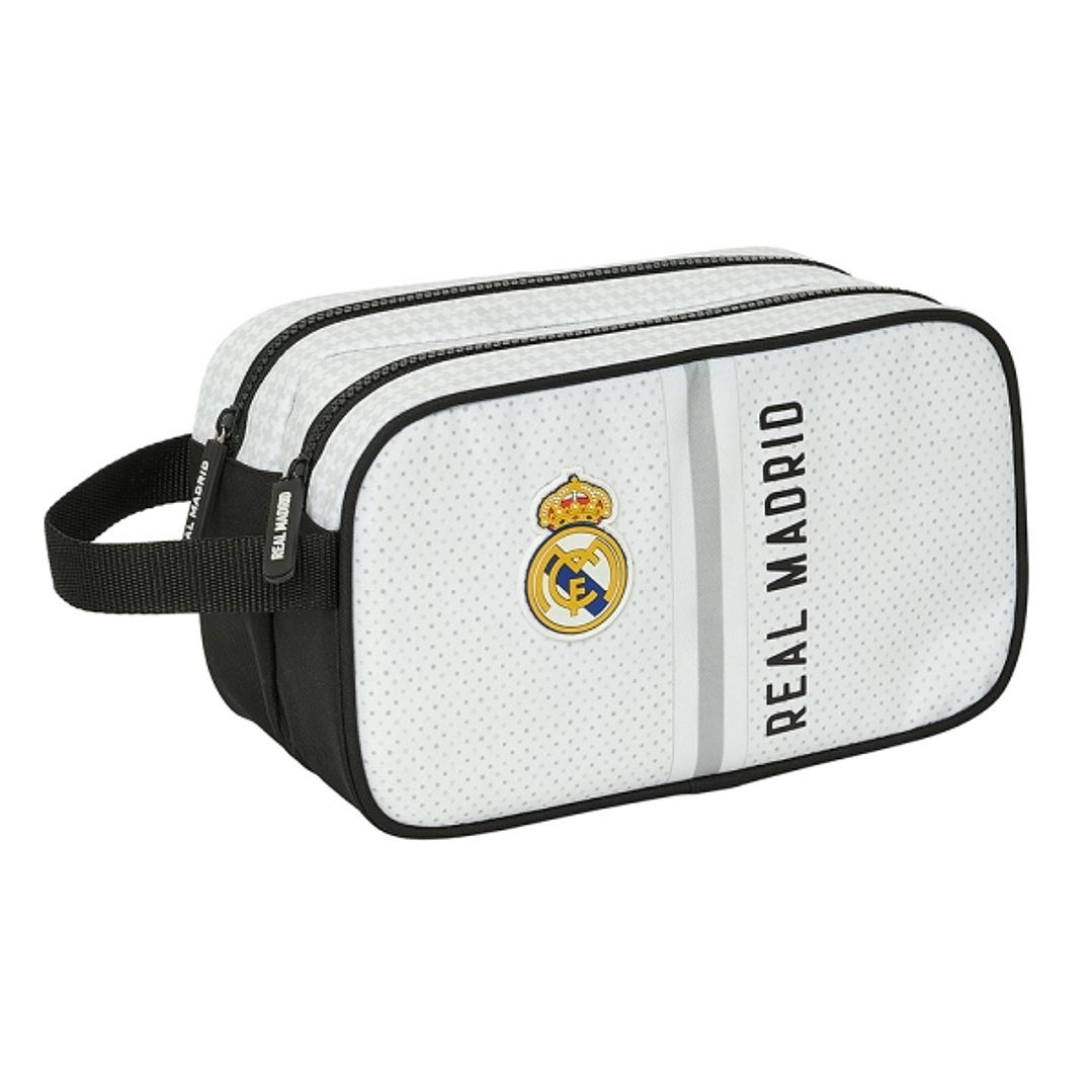 Safta Real Madrid 1ª Equipacion 24/25 Neceser - 2 Compartimentos - Asa de Mano - 26x15x12.5cm - Color Blanco/Negro 1