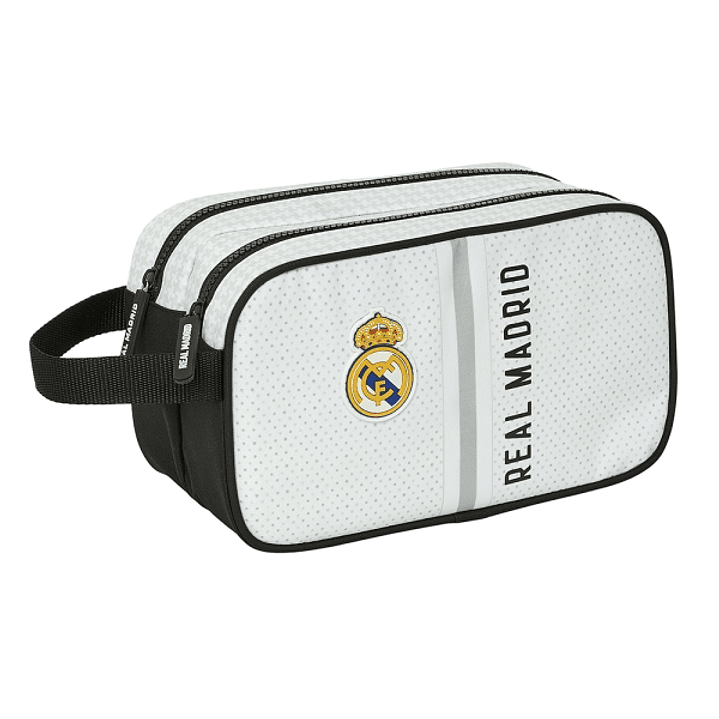 Safta Real Madrid 1ª Equipacion 24/25 Neceser - 2 Compartimentos - Asa de Mano - 26x15x12.5cm - Color Blanco/Negro 1