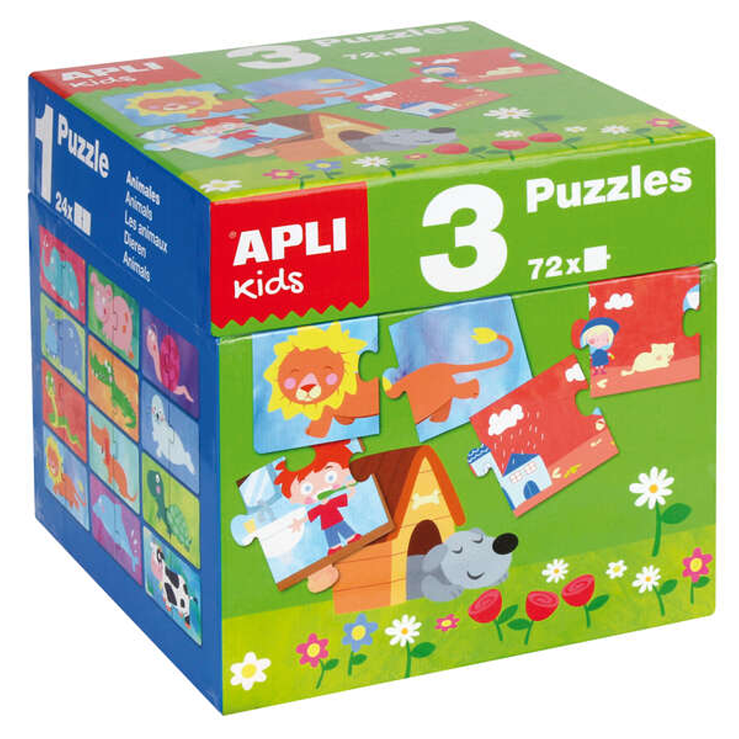 Apli Puzles Educativos - 24 Piezas de 7x7cm - Desarrollo de Habilidades y Capacidades - Tematicas: Animales, Casa y Estaciones - Ideal para Niños de 3 1