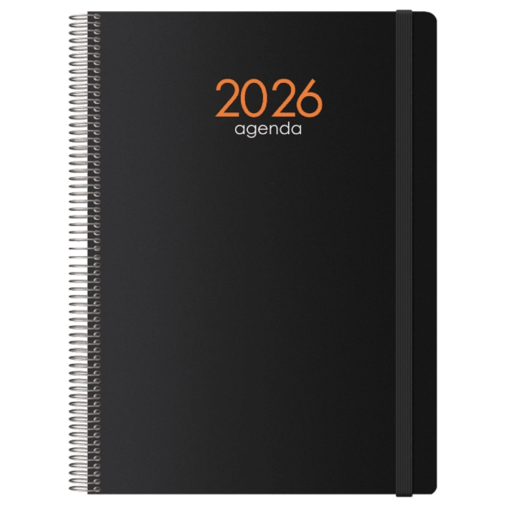 Dohe Syncro Agenda Anual - Dia Pagina - Cubierta de Plastico - Sabado y Domingo misma Pagina - Cierre con Goma Elastica - Tamaño 21x29cm - Color Negro 1