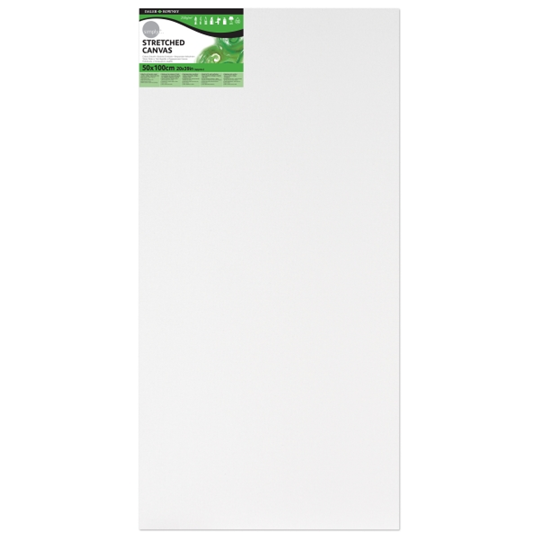 Daler Rowney Simply Bastidor Entelado - 50x100cm - Imprimacion Triple - Grano Medio - 100% Algodon sin Acido - 250g - Color Blanco 1